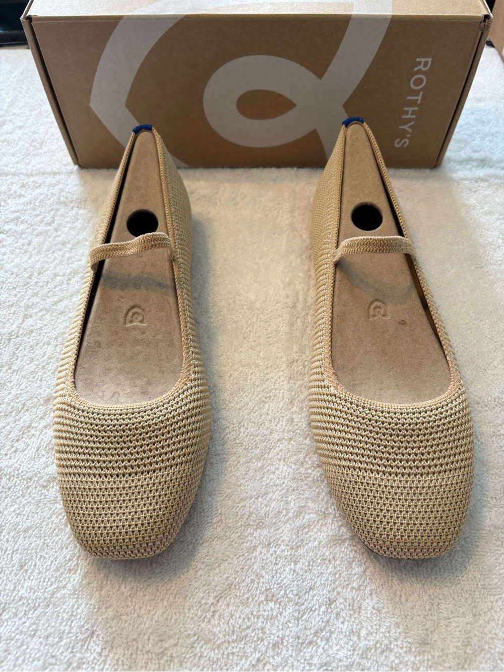 Rothy's Knit Mary Jane Flats In Cream Raffia